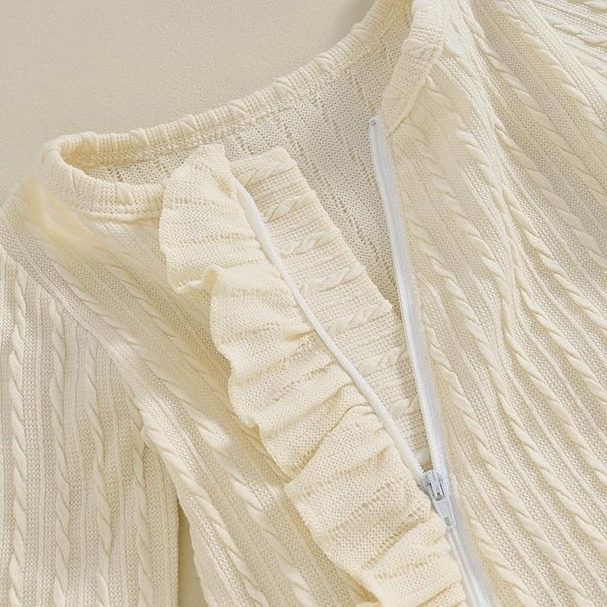 Newborn Baby Girl Fall Winter Outfits Clothes Knit Jumpsuit Ruffle Romper Newborn Coming Home Outfit for Baby Girl