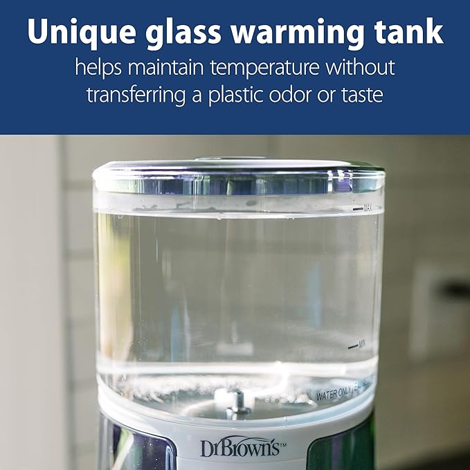 Dr. Brown's Insta-Prep Warm Water Dispenser to Instantly Prepare Baby’s Formula Bottle,Large Capacity Glass Tank with 3 Temperature Settings,Blue