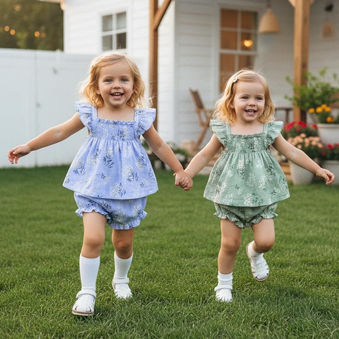 Mubineo Baby Girl Summer Clothes Cute Ruffle Tops Dress Shorts Outfits Set Infant Toddler Shrit Bloomers Princess Outfit