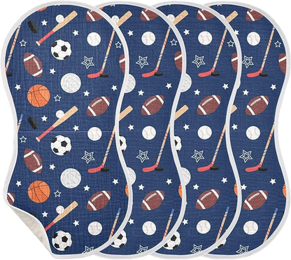 vvfelixl Muslin Burp Cloths Team Sports Baby Washcloths for Baby Girl Boys 2 Pack