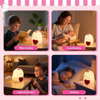 Night Light for Kids, Rechargeable Dimmable Silicone LED Nightlight with 7 Colors, Baby Nursery Night Lamp, Touch Squishy Lamp, Cute Gifts for Girls, Boys, Toddler Room Decor, Rabbit