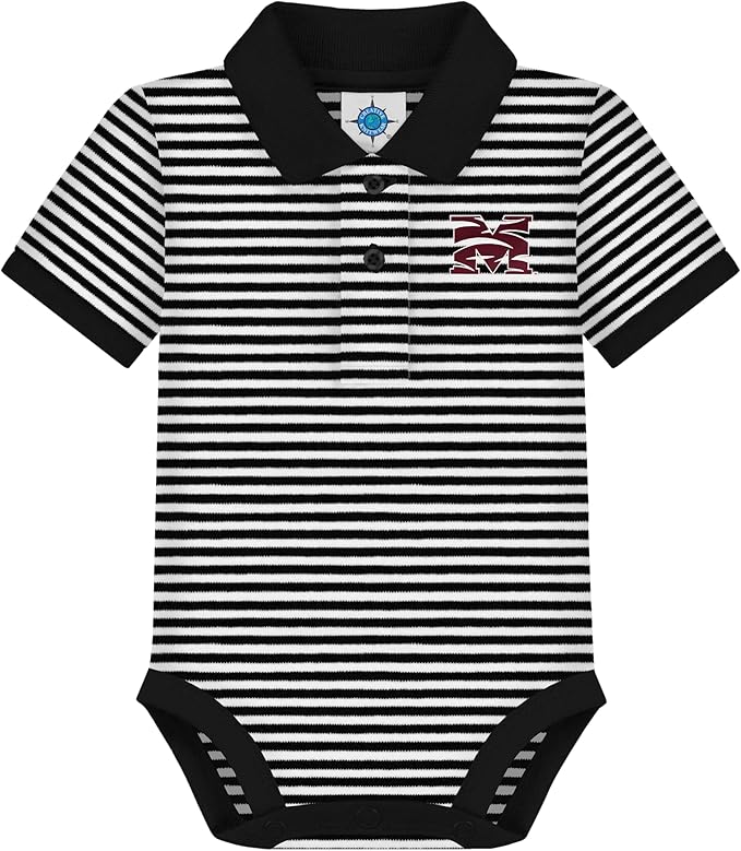 Creative Knitwear College Baby Striped Polo Bodysuit - Team Logo, Multiple Colors, for Boys & Girls (0-12 Months)