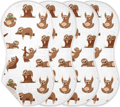 vvfelixl Muslin Burp Cloths Sleeping Sloth Baby Washcloths for Baby Girl Boys 2 Pack