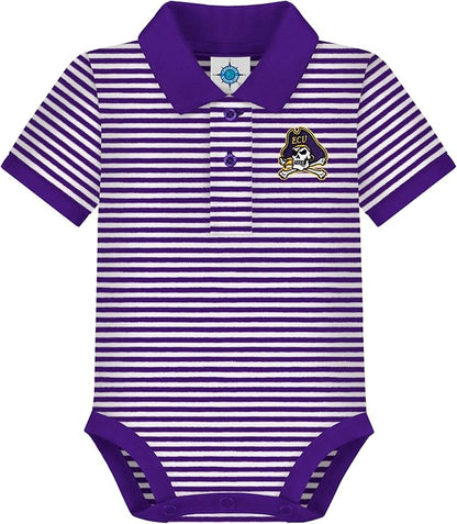 Creative Knitwear College Baby Striped Polo Bodysuit - Team Logo, Multiple Colors, for Boys & Girls (0-12 Months)