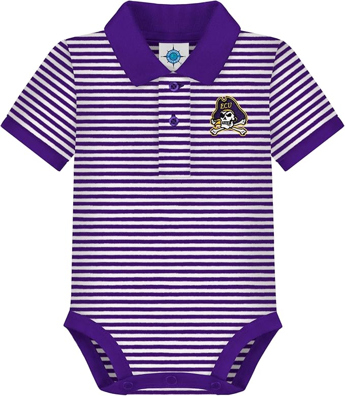 Creative Knitwear College Baby Striped Polo Bodysuit - Team Logo, Multiple Colors, for Boys & Girls (0-12 Months)