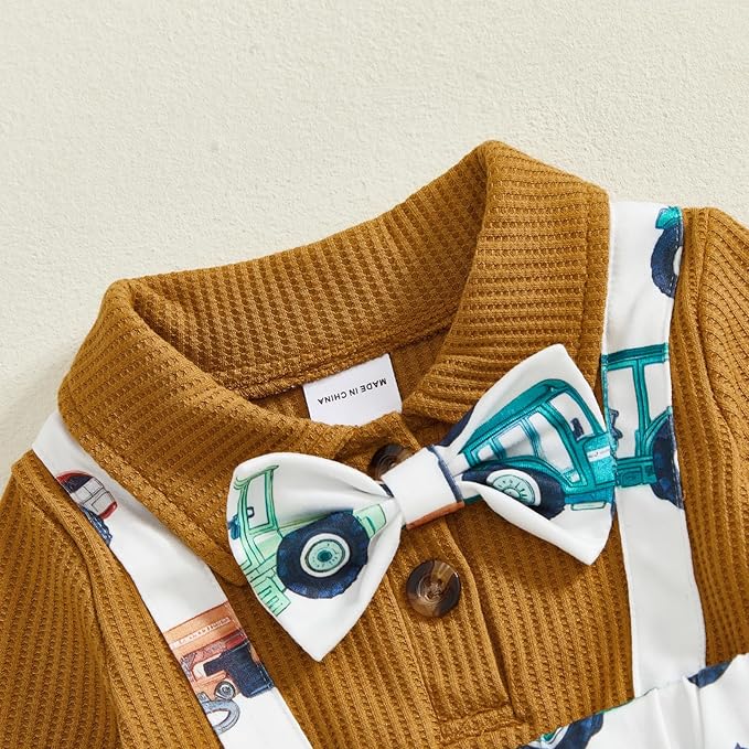 Twopumpkin Winter Baby Boy Clothes Newborn 3 6 9 12 Months Long Sleeve Romper Overall Onesie Waffle Knit Jumpsuit Warm Outfit