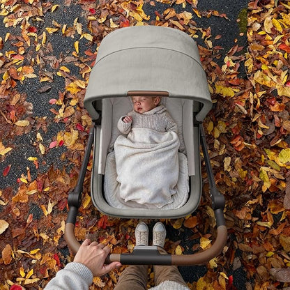 MAMAZING Air Lux Baby Stroller, Strength Carbon Fiber Frame & Only 15.8lbs, Infant Stroller with Bassinet & Cup Holder, One-Hand Compact Folding & Reversible Seat, Soft Insert & Car Seat Adapter