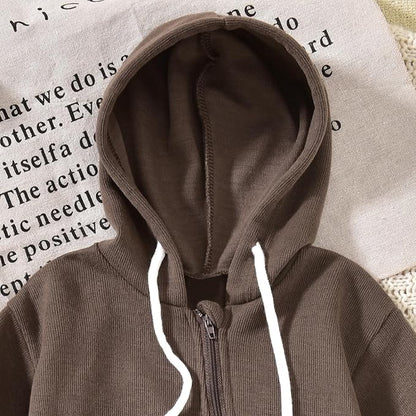 Unutiylo Unisex Baby Boys Girls Long Sleeve Infant Baby Zipper Hooded Jumpsuits Romper Loose Outfit Clothes