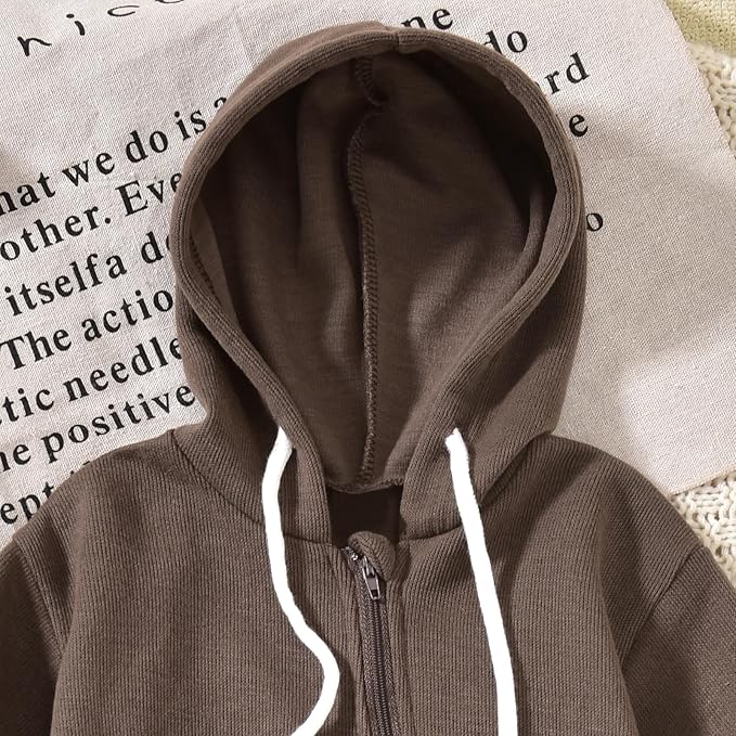 Unutiylo Unisex Baby Boys Girls Long Sleeve Infant Baby Zipper Hooded Jumpsuits Romper Loose Outfit Clothes