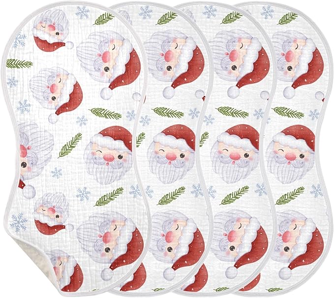 vvfelixl Baby Burp Cloths Joyful Winter Christmas Baby Newborn Cotton Burping Cloths Set Baby Washcloths 4 Pack