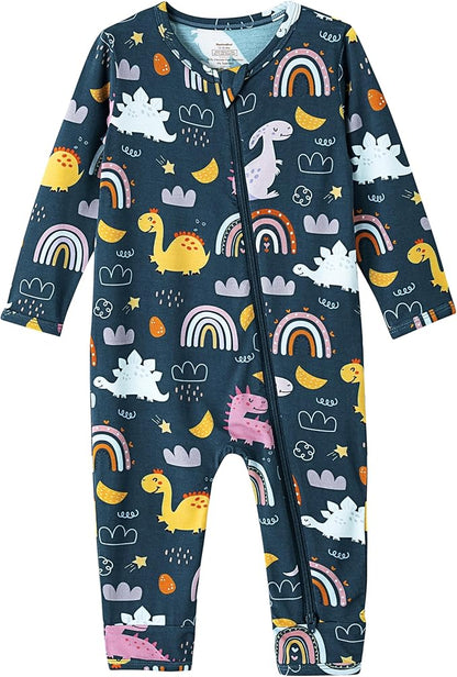 Baby Zippered Rompers Newborn Pajamas Sleepers Long Sleeve Jumpsuits Infant Zipper Romper-Viscose from Bamboo