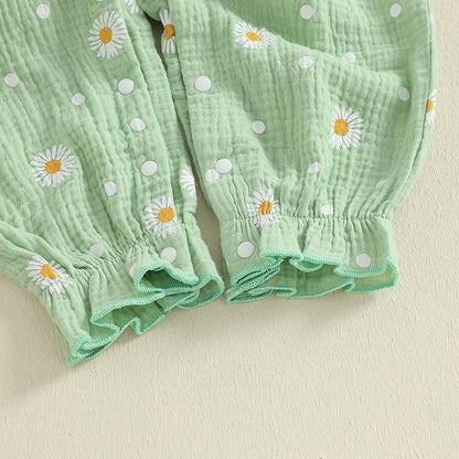 Newborn Baby Girl Clothes Corduroy Floral Bow O Neck Long Sleeve Romper Infant Jumpsuit Cute Outfits Headband