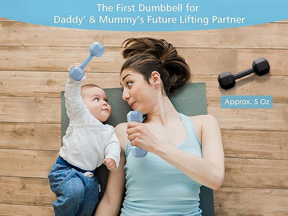 Baby Dumbbell - Silicone Infant Rattle Teether, Toddler Sensory Toy, Durable Safe Exercises Workout Weight - Great Gift for Girls and Boys (1pcs - Black)