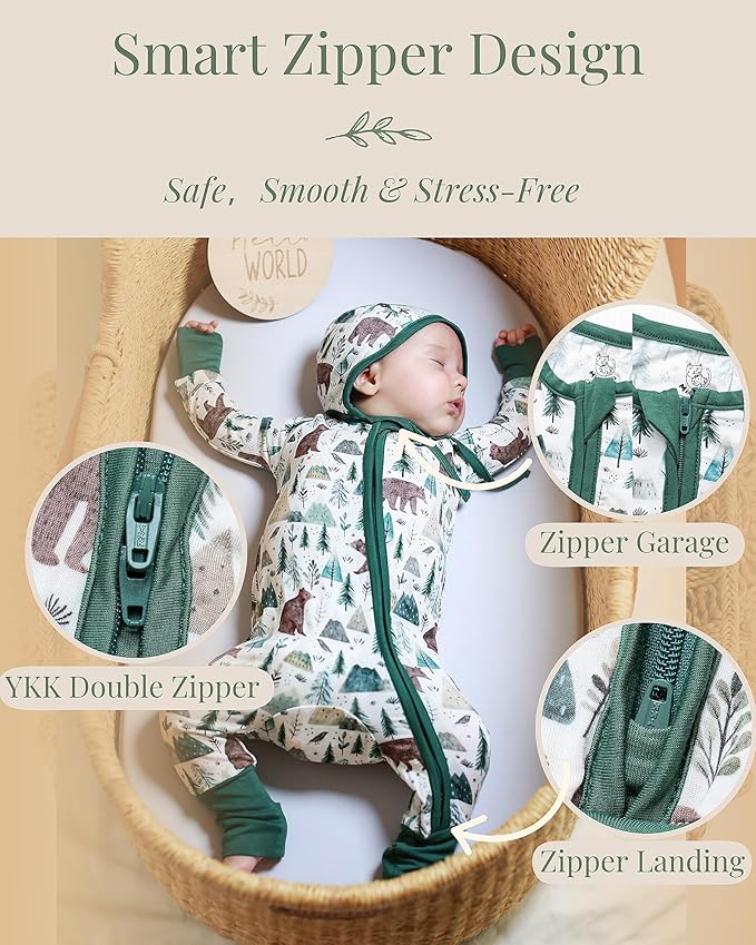 Miaoberry Pajama for Baby Boys & Girls – Viscose from Bamboo Sleepwear, 2-Way Zipper