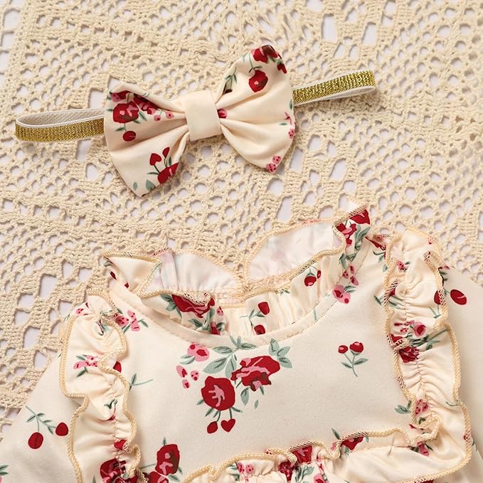 GRNSHTS Newborn Baby Girl Clothes Ruffle Rompers Toddler Fall Outfits for Girls Set Little Girl Fall Winter Clothing