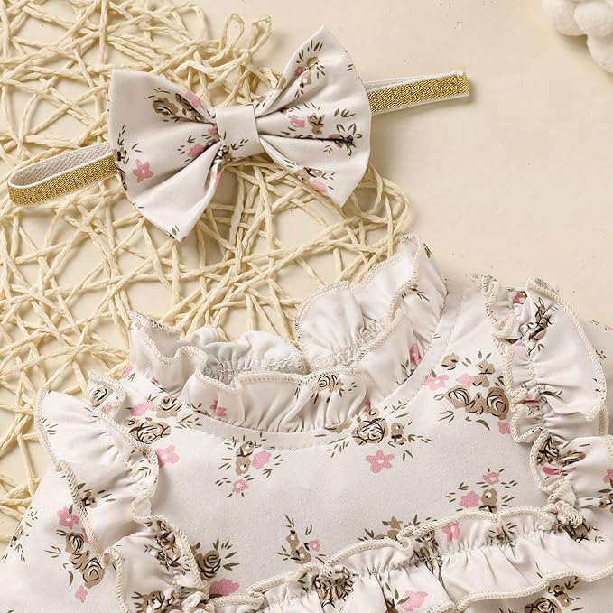 GRNSHTS Newborn Baby Girl Clothes Ruffle Rompers Toddler Fall Outfits for Girls Set Little Girl Fall Winter Clothing