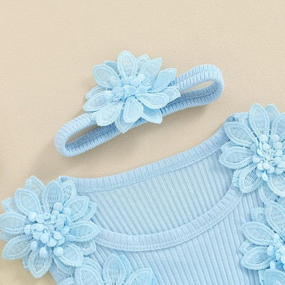 Infant Baby Girl Lace Romper Baby Tulle Dress Romper Flowers Bodysuit Spring Summer Festival Clothes with Headband