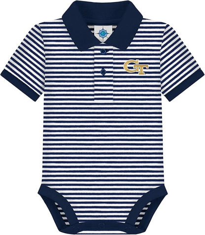 Creative Knitwear College Baby Striped Polo Bodysuit - Team Logo, Multiple Colors, for Boys & Girls (0-12 Months)
