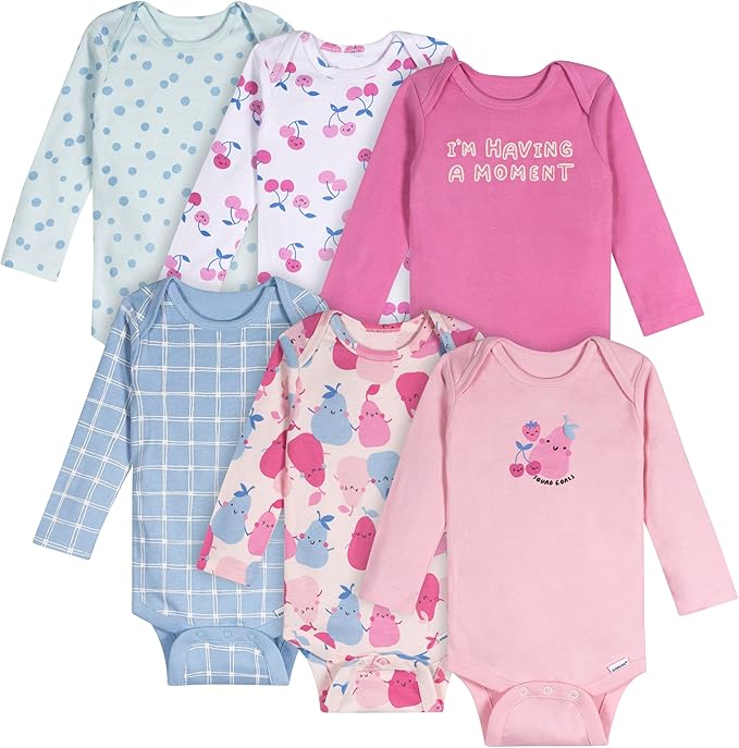 Onesies Brand, Unisex Baby, 6-Pack Long Sleeve Bodysuits