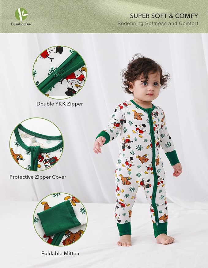 Baby Zippered Rompers Newborn Pajamas Sleepers Long Sleeve Jumpsuits Infant Zipper Romper-Viscose from Bamboo