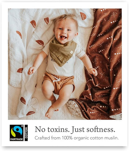 Kishu Baby Indi Organic Baby Bandana Bibs – Fairtrade 4-Way Reversible Drool Bibs for Boys & Girls – Unisex (Set of 5)