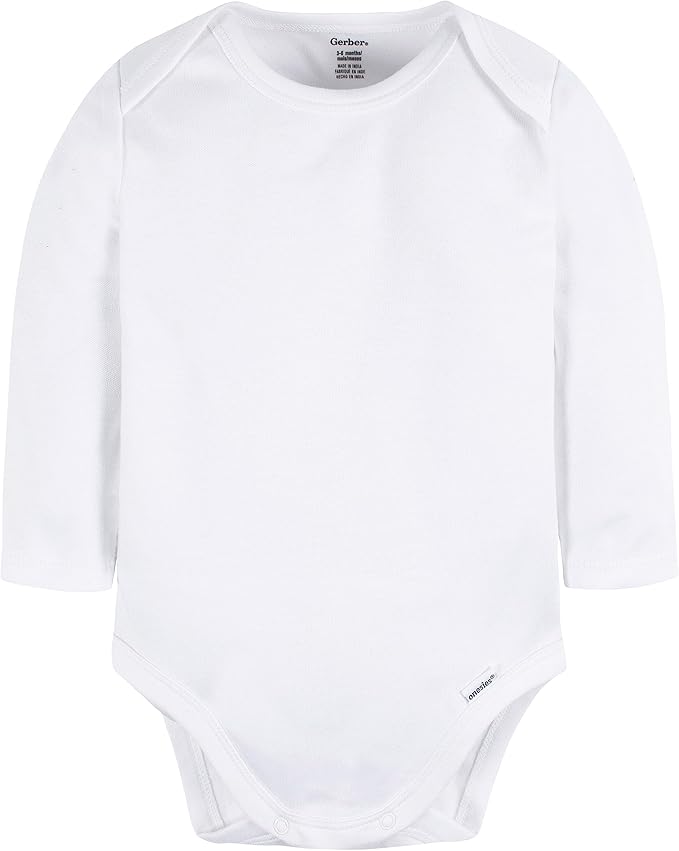 Gerber Unisex Baby Long Sleeve Solid Onesies Multi-pack Interlock 180 Gsm