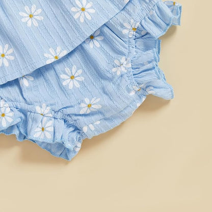 Mubineo Baby Girl Summer Clothes Cute Ruffle Tops Dress Shorts Outfits Set Infant Toddler Shrit Bloomers Princess Outfit