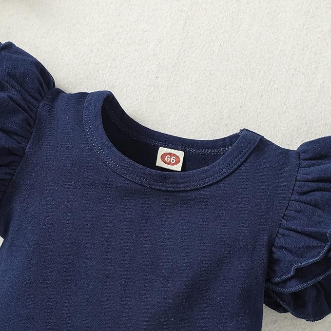 Baby Girl Solid Color Romper Infant Ruffle Sleeve Bodysuit One Piece Outfit Toddler Jumpsuit clothes