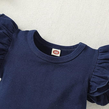 Baby Girl Solid Color Romper Infant Ruffle Sleeve Bodysuit One Piece Outfit Toddler Jumpsuit clothes