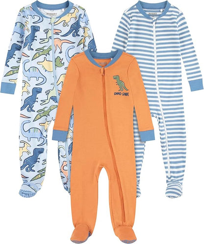 HUGGIES unisex-baby 3-pack Footed Coverall Pajamas