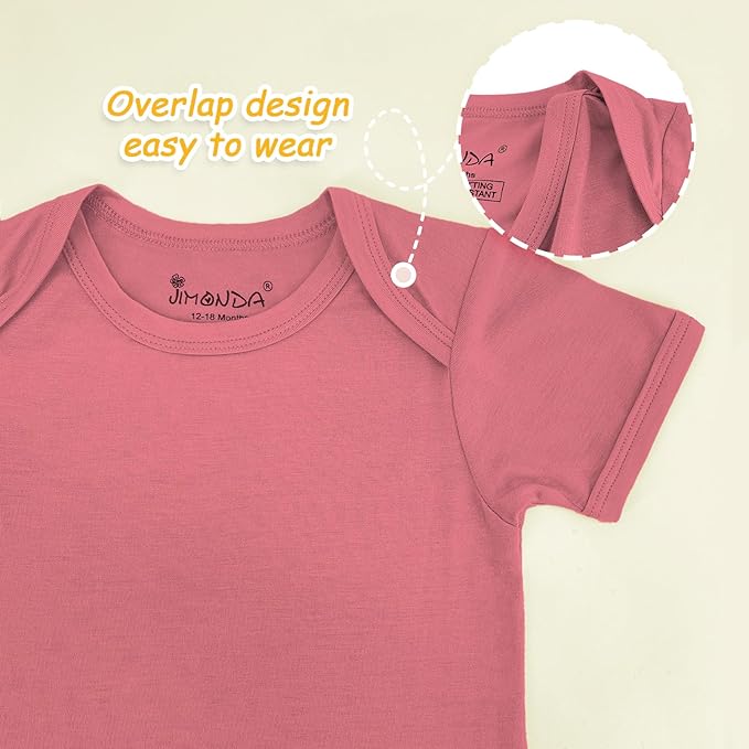 Jimonda Baby Bodysuits Rayon from Bamboo Short Sleeve Baby Boys Girls Rompers Soft Outfits Newborn Clothes