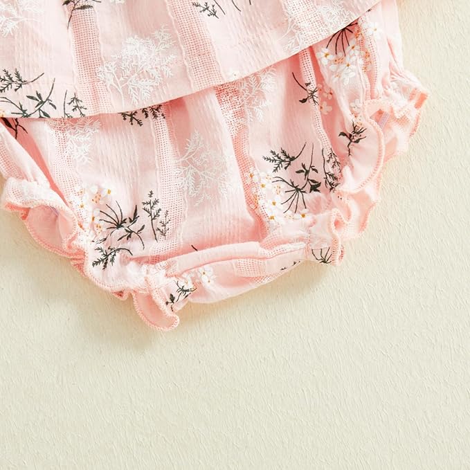 Mubineo Baby Girl Summer Clothes Cute Ruffle Tops Dress Shorts Outfits Set Infant Toddler Shrit Bloomers Princess Outfit