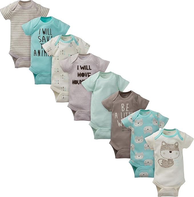 Gerber unisex-baby 8-pack Short Sleeve Onesies Bodysuits