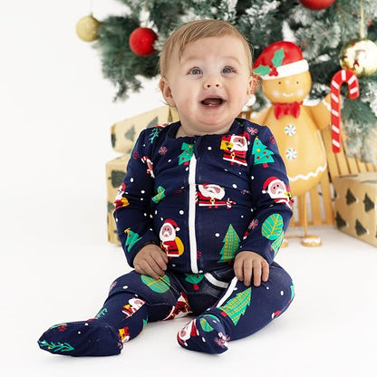 Owlivia Organic Cotton Baby Pajamas, Boys Girls Zip Front Sleep 'N Play Pjs, Footed Sleeper, Long Sleeve