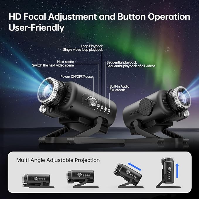 Homelist Sleep Aid Night Light for Kids & Adults with White Noise & Bluetooth Speaker, 60 Scenes Galaxy Star Projector Light Gifts for Bedroom Relaxation, Party, Birthday, Valentine's Day