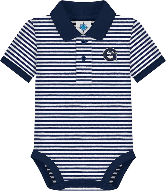 Creative Knitwear College Baby Striped Polo Bodysuit - Team Logo, Multiple Colors, for Boys & Girls (0-12 Months)