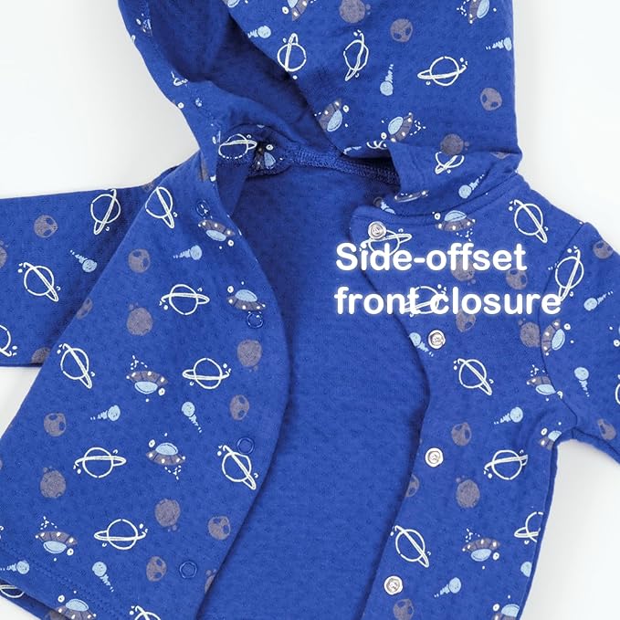 100% Cotton Baby Boy Fall Hoodies Jacket, Comfortable Soft Baby Spring Jacket,0-12Months Blue Jacket