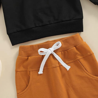 Murnouche Toddler Baby Boy Fall Winter Outfits Letter Crewneck Sweatshirt Casual Pants 2Pcs Clothes Set