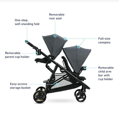 Graco Ready2Grow 2.0 Double Stroller Features Bench Seat and Standing Platform Options, Rafa