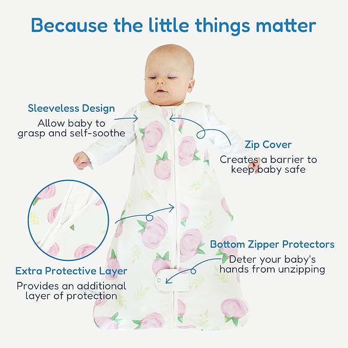 TotAha Sleep Sack 6-12 months 3 Pack, Buttery Soft Wearable Blanket Baby Sleeping Bag with 2-way Safe Zipper, 0.5 TOG, Baby Girl