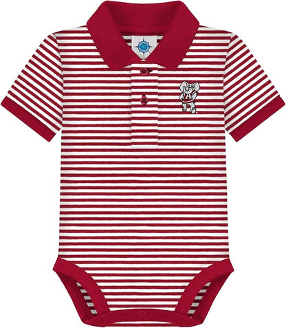 Creative Knitwear College Baby Striped Polo Bodysuit - Team Logo, Multiple Colors, for Boys & Girls (0-12 Months)