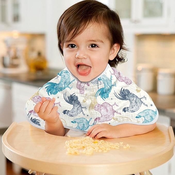 vvfelixl Baby Burp Cloths Chicken Collection Baby Newborn Cotton Burping Cloths Set Baby Washcloths 4 Pack Beige