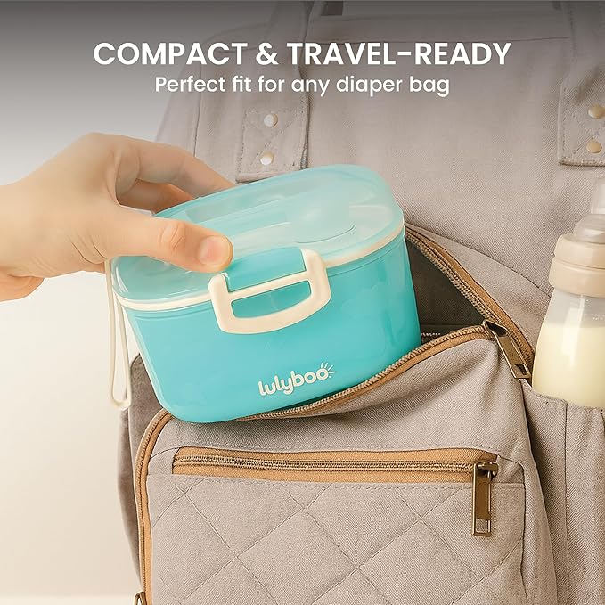 Lulyboo Baby Formula Milk Powder Container - Travel-Friendly, Airtight Storage with Scoop & Spork, Compact BPA-Free, Easy-to-Clean Portable Baby Feeding Accessories (Blue)