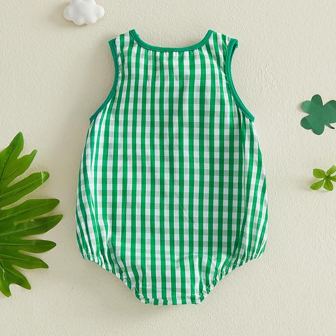 Baby Boy St Patricks Day Outfit Charmer Smocked Bubble Romper Onesie Sleeveless Overalls Irish Baby Spring Clothes