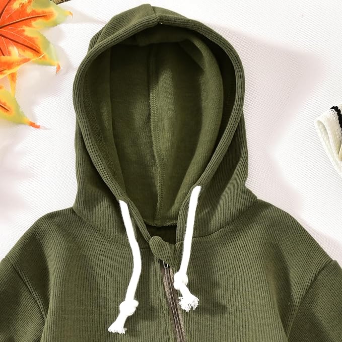 Unutiylo Unisex Baby Boys Girls Long Sleeve Infant Baby Zipper Hooded Jumpsuits Romper Loose Outfit Clothes