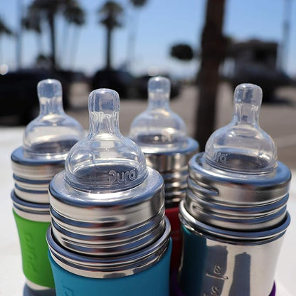 Pura Kiki Bottle Replacement Nipple 2-Pack - 100% Medical-Grade Silicone, Anti-Colic, NonPlastic - Suitable for Infants & Babies 6+ Months (Fast Flow)