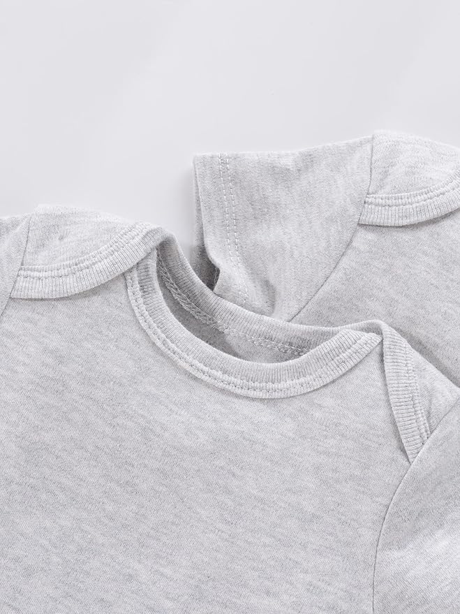 JYHOPE 5-Pack Newborn Infant Short Sleeve Pure Color Romper Bodysuit For Baby Girls And Boys Toddler Summer Clothes