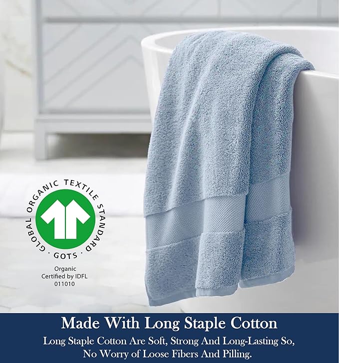 Delara Organic Cotton Luxuriously Plush Bath Sheet | GOTS & Oeko-TEX Certified | Premium Hotel Quality Towels | Feather Touch Technology| 650 GSM Long Staple|Soft, Quick Dry & Ultra-Absorbent 36"x70"