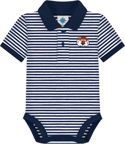 Creative Knitwear College Baby Striped Polo Bodysuit - Team Logo, Multiple Colors, for Boys & Girls (0-12 Months)
