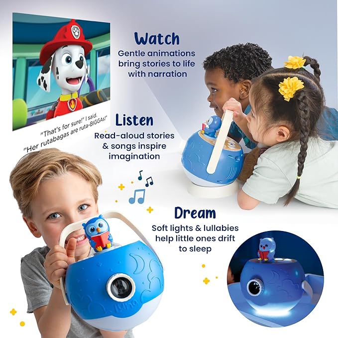 Kids Book Projector – 5 PAW Patrol & 5 Classic Read-Aloud Stories, 10 Songs & Night Light & Soothing Dream Music | Children Ages 3+ Storytime Projector | Toys, Owl & PAW Patrol Marshall